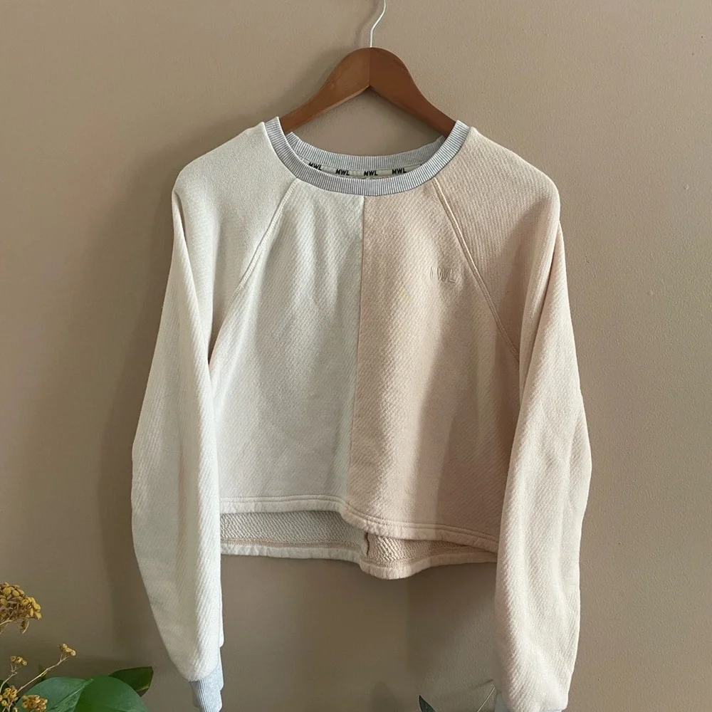 Madewell MWL Airyterry Colorblock Crop Sweatshirt - size Medium - Picture 2 of 7
